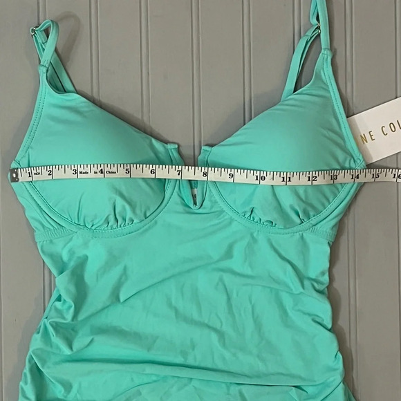 Anne Cole Underwire Tankini Swim Top Womens Small Aqua Adjustable‎ Straps NWT - Picture 8 of 9